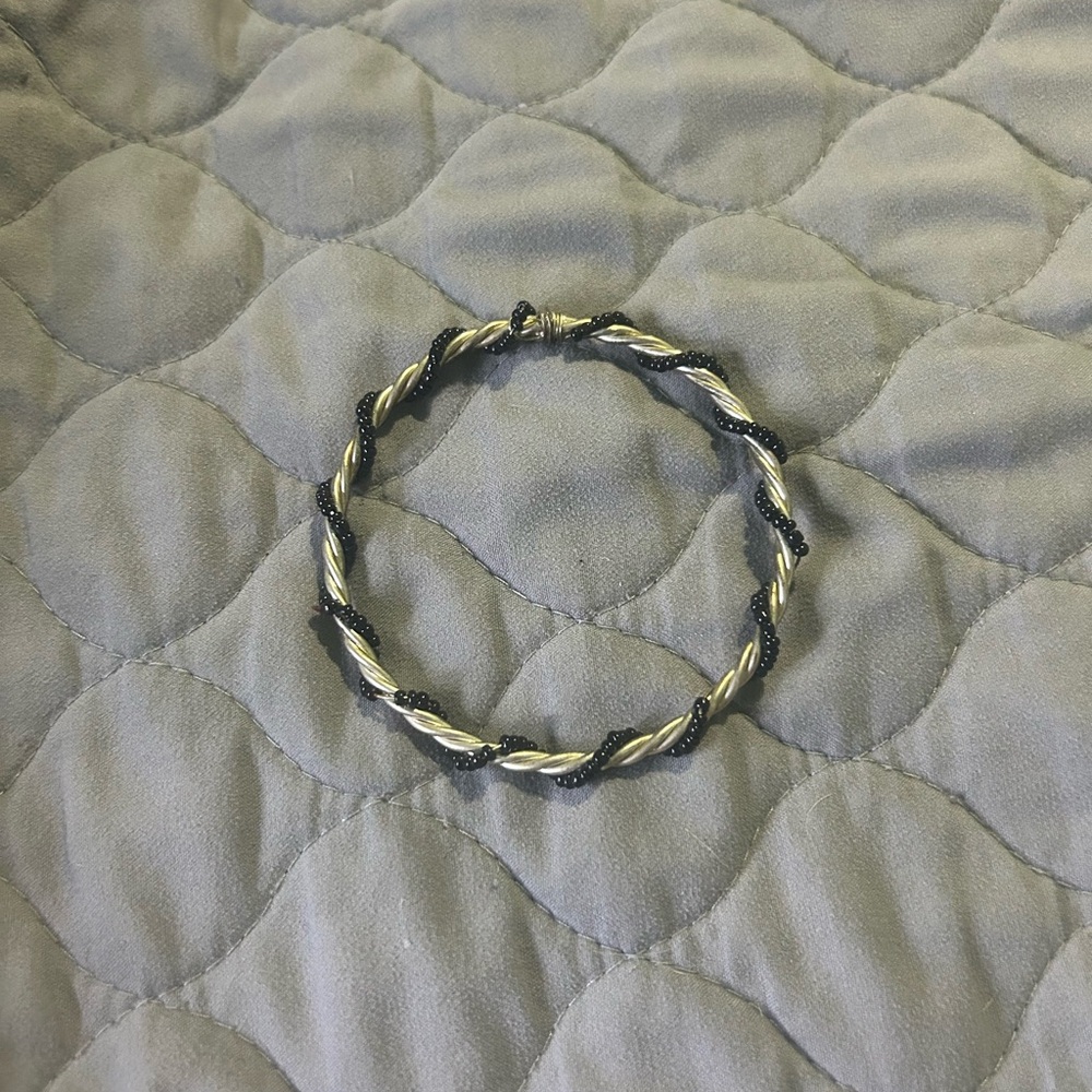 Elegant Black and Silver Twisted Bracelet